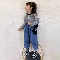 Girls New Broadlegged Jeans Spring Autumn Denim Loose Pants Damp Cotton Soft Casual Pants Children Big Boy Bunk Pants