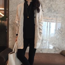 Spring and Autumn New Womens Long Knitted Cardigan Jacket Hollow Loose Sweater Big Brand base shirt