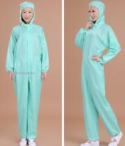 Dust-free clothing conjoined whole body apple green anti-static hooded dustproof work clothes