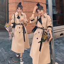 High-end khaki pop trench coat women long 2021 Spring and Autumn New British style thin knee coat
