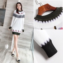 White knitted dress women 2021 Winter new fashion color sweater dress women Autumn Winter long base skirt women