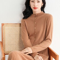Half high neck knitted dress womens autumn and winter long sweater Korean slim knee long knitted base shirt Women