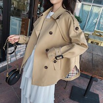 Khaki windbreaker female 2021 Spring and Autumn New Korean version of loose temperament short hanging short man British coat