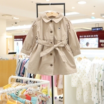 BLUEDOG Blue Dog Korean childrens wear 21 autumn new girl solid color belt single breasted windbreaker coat coat