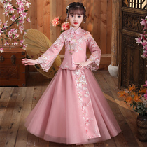 Hanfu girl autumn and winter Chinese style dress childrens Tang suit girl New year Super fairy New year dress
