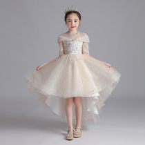 Childrens dress Princess dress girl puffy gauze host wedding dress evening dress flower girl piano performance Foreign atmosphere