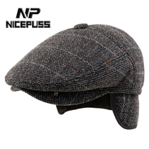 NP forward hat autumn and winter old man hat grandpa winter warm ear protection beret old man hat male cap