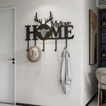 Free hole into the door after the clothes hook with light wall hanging creative deer head entrance door light luxury hat hanger clothes hook