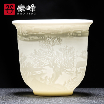 Haofeng handmade sheep fat jade Master Cup kung fu tea set household ceramic tea cup white porcelain tea ceremony accessories