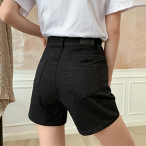Denim shorts womens summer 2021 new thin loose thin high waist straight black and white a-line wide leg hot pants