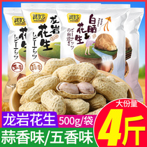 Longyan peanuts with shell spiced peanuts cooked garlic crushed boiled multi-flavor raw fried food White dried snacks Snack new