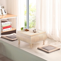 Rattan Japanese sitting table tatami tea table new Chinese window sill table balcony tea table floating window tea table small table