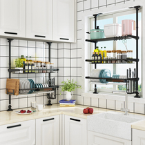 Dingtily shelf kitchen window hanger new drain rack telescopic non-perforated storage window sill rack