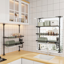 Overhead storage rack Kitchen window pylons Bowl drain rack Telescopic non-perforated storage windowsill sink rack