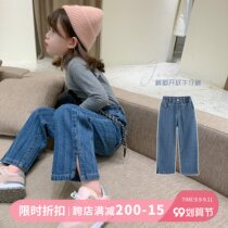 Little pudding baby baby childrens clothing 2021 new children autumn jeans baby autumn pants girls Korean trousers