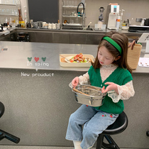 Foam home Custom childrens clothing 2022 new girls Spring clothing knitted waistcoat for baby foreign air vest Children with waistcoat tide