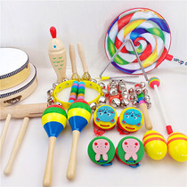 Early education childrens toys Drums ORF Percussion instruments Wooden sand hammer tambourine rattles castanets Triangle iron wooden fish toys