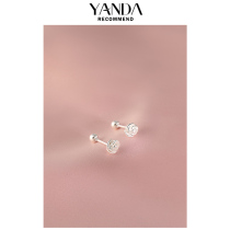 Yanda camellia earrings womens sterling silver niche design sense sleep free ear piercing flower earrings ear bone nail tide