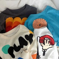 (Cotton) new color short-sleeved T fun retro and Korean childrens cartoon short-sleeved T-shirt top Tide (6