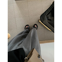 NSS COLLECTION fashionable knife cut black Gray simple trousers autumn high waist hole mop suit pants women