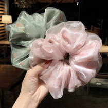 South Korea super cute plain and elegant flowers multi-layer mesh bowel hair ring super Xiansen high ponytail hair rope