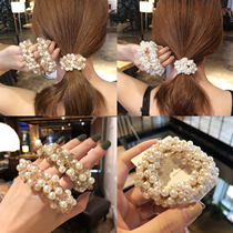 South Korea Fashion Hair Rope Pearl Hair Ring Head Accessories Sensual Leather Covered Head Rope Girl Net Red Ins rubber band Hair Accessories
