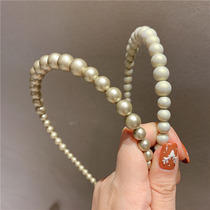 French retro celebrity Net Red Pearl small fragrant wind head hoop Super fairy elegant fashionable pearl hair hoop travel hairpin