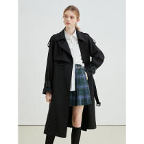 VEGA CHANG Windsuit Woman Mid-Length 2022 Spring Autumn New Korean Version Stylish Double Row Button Black Temperament Jacket