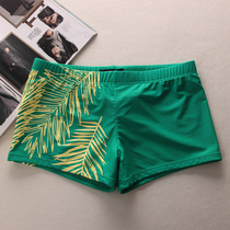 Fashion trendy print mens swimming trunks Japanese literary youth sexy low waist flat corner swimming trunks fitness vacation
