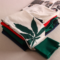 Japanese fashion hemp leaf cotton mens autumn pants fashionable art youth slim warm pants thin cotton leggings