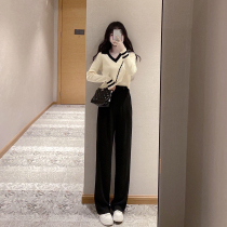 Lady K Woman Dress Homemade Anti-Crewy Pants Light Slim Fit Slim Fit Broadlegged Pants Pocket Korean Version High Waisted Pants