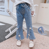 Girl Jeans Spring Autumn Money 2022 new children Han version Ocean Gas Spring Trumpeter Pants Women Baby Spring Dress Pants