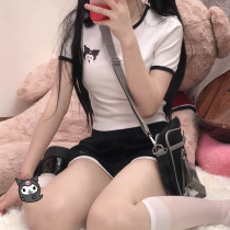 Summer Japanese soft girl gymnastics suit short sleeve shorts pajamas high school students pure desire high waist sports suit