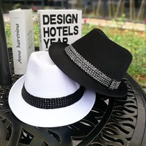  Black topper female summer spring small men British college style cotton jazz hat black and white fashion hat bar