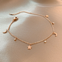 Titanium steel exquisite niche ins net red star moon anklet female 2021 new fashion high-end sense does not fade