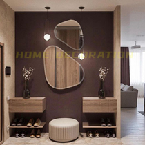异形浴室镜卫生间北欧简约镜子无框玄关镜板间间不规则斜边壁挂镜