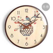Chinese style solid wood wall clock fashion Chinese style mute clock modern creative decoration wall watch living room household quartz clock