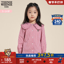 TeenieWeenie Kids Bear Children's Wear Girls 21 Fall Winter New Style Check Long Sleeve Shirt