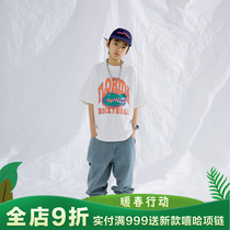 Hip Hop Kids TrendWear 2022 Summer New Hip Hop Cotton Short Sleeve t-shirt Jeans Set Kids Costume