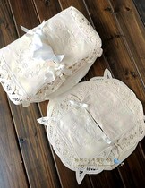 Foreign trade inventory pure cotton embroidery hundred belts European retro tissue box set pumping paper set beige super value