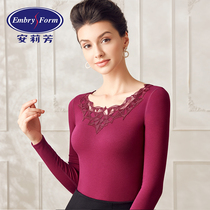 Anolifang Autumn Winter Modale Far Infrared Fever Warm Coat With Female Lace Jersey Undershirt ED00042