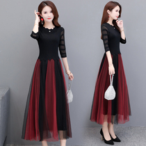 Dress high-end foreign style cover belly spring and autumn 2021 new female fashion elegant lady age age a long skirt