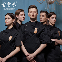 Guremi chef overalls men short-sleeved summer thin breathable suit After baking cake kitchen chef clothes women