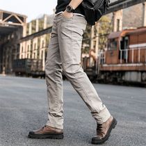 Autumn and winter retro Japanese ins casual pants mens slim trousers Tide brand small foot pants mens pants straight overalls