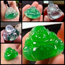 Jade high ice Manyang green Buddha Guanyin peace buckle leaves Ruyi gourd no matter brand female inlaid Jade Buddha pendant