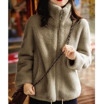 Cashmere top women 2021 autumn and winter New fur stand collar warm fur one whole lamb hair short coat