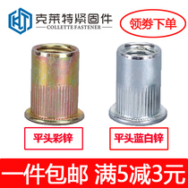 Color zinc blue white zinc flat head rivet nut Small countersunk head rivet nut Knurled pull cap M3M4M5M6M8M10M12