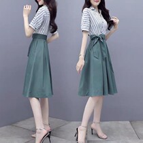 (with pockets)shirt dress womens summer dress 2021 new temperament slim waist thin a-line skirt