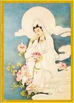 Buddha portrait portrait attached to the portrait Pure Land Guanyin Bodhisattva picture painting photo paper double-sided plastic seal Amitabha Q