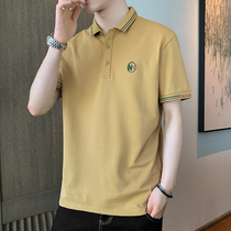 2021 tide brand summer ice silk Polo shirt short-sleeved t-shirt mens lapel loose casual ice sense half-sleeve t-shirt tide